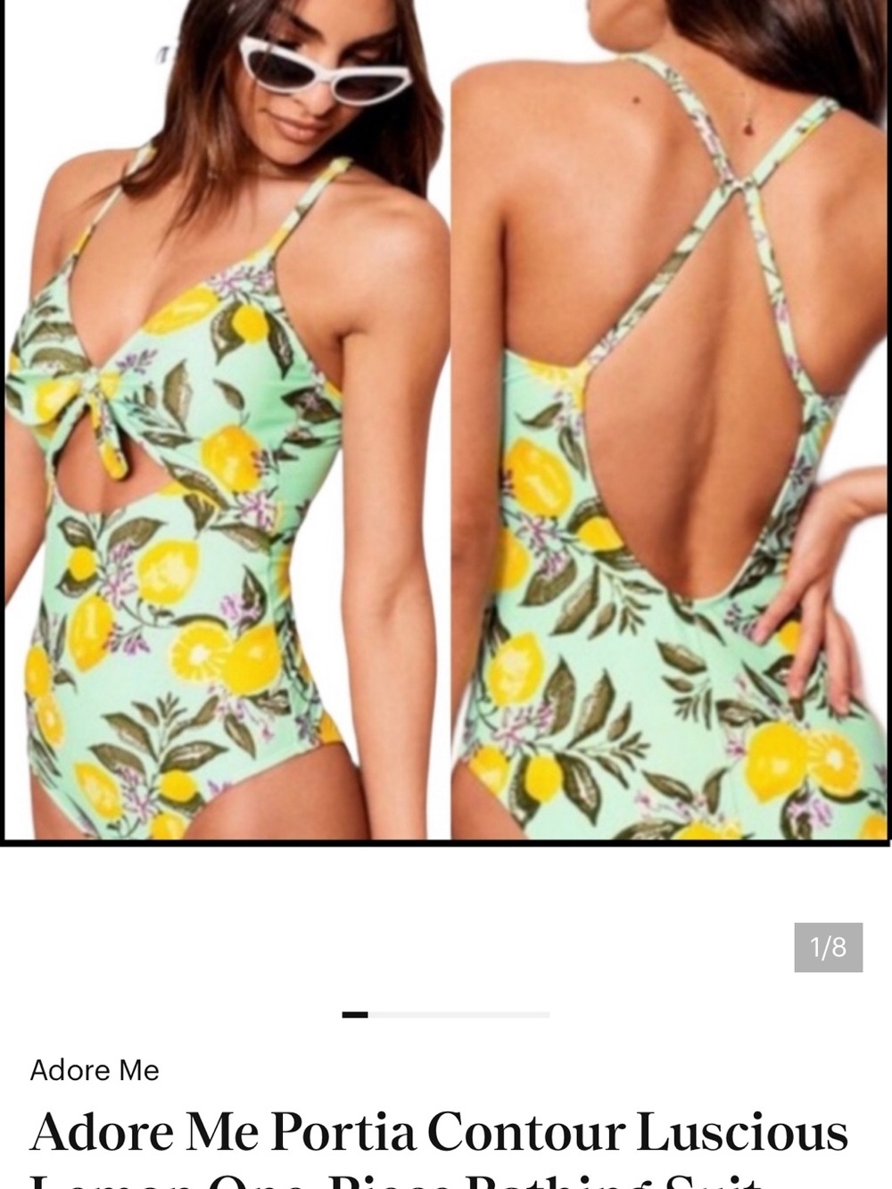 Adore Me Portia Contour Luscious Lemon One-Piece Bathing Suit Sz S, EUC